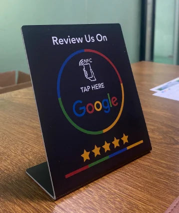 Digitale NFC-kaart voor Google Reviews 15×10×5cm zwart wit bedrijfsfeedback recensies verzamelen klantbeoordeling | Sulvida