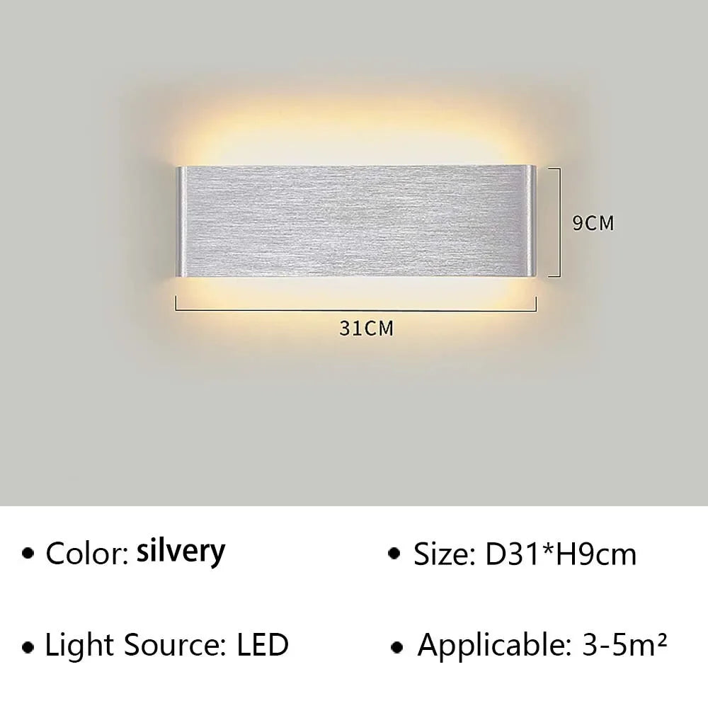 LED Wandlamp Moderne Rechthoek 30cm Warm Wit Sfeervol voor Slaapkamer Hal Badkamer Woonkamer Verlichting | Sulvida