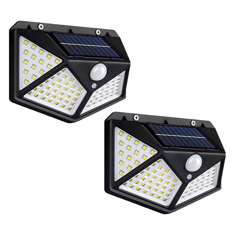 Solar Buitenwandlamp met Bewegingssensor IP65 Waterdicht 100 LED Tuinverlichting Energie-efficiënt Buiten | Sulvida