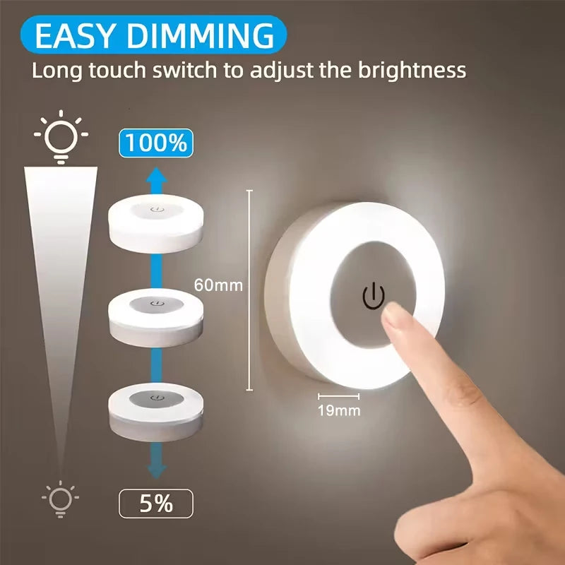 Oplaadbaar LED Nachtlampje met Aanraakbediening Magnetische Wandmontage Warm Licht voor Slaapkamer Gang Trap | Sulvida