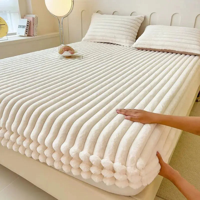 Zacht Teddy Hoeslaken met Diepe Hoeken Pluche Beddenlaken 150×200-220 cm Warm Winterbeddengoed Fleece | Sulvida