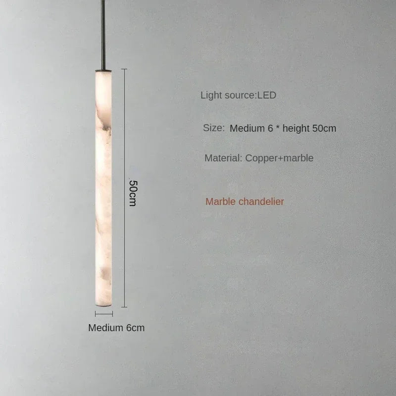 Suspension moderne en marbre et pierre naturelle avec accents cuivrés, éclairage de table à manger, lustre LED minimaliste | Sulvida