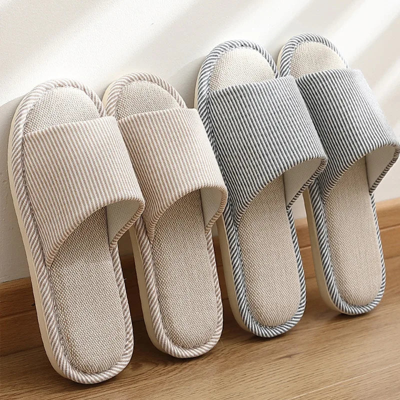 Linnen Pantoffels Dames Heren Zomer Winter Binnenshuis Open Casual Huisslippers Unisex Comfortabel Ademend | Sulvida