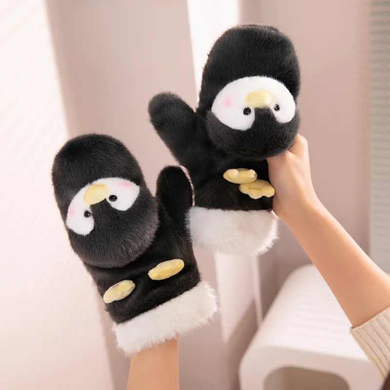 Zachte pluche dieren handschoenen met cartoon-print warm comfortabel voor kinderen winter handjes beschermen | Sulvida