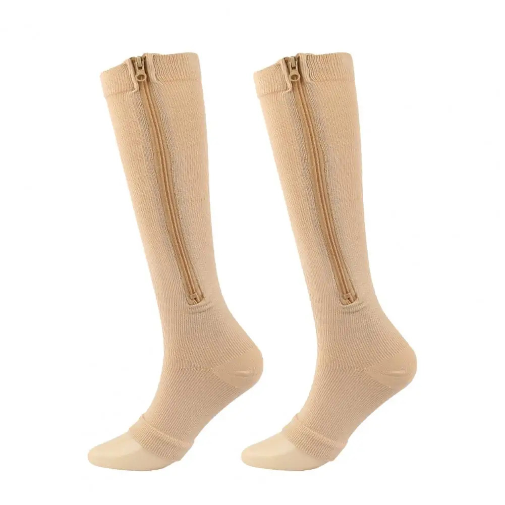 Compressiekousen met ritssluiting zwart nude steunkousen voor dagelijks comfort reizen beenondersteuning preventie | Sulvida