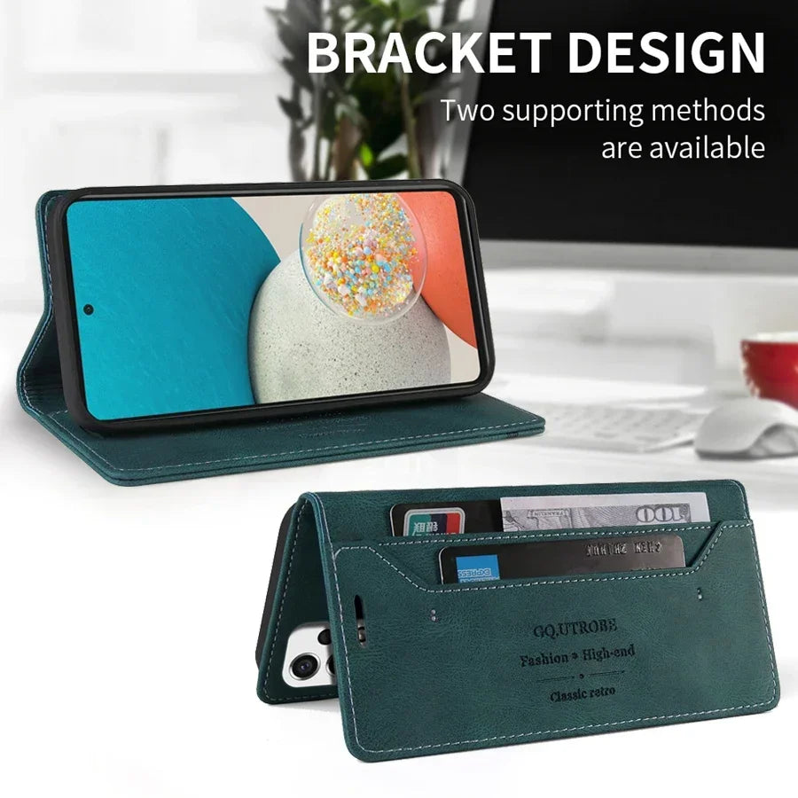 Portemonnee Telefoonhoesje Leer met Kaarthouder voor Samsung Galaxy A-Serie Magnetische Sluiting Flip | Sulvida
