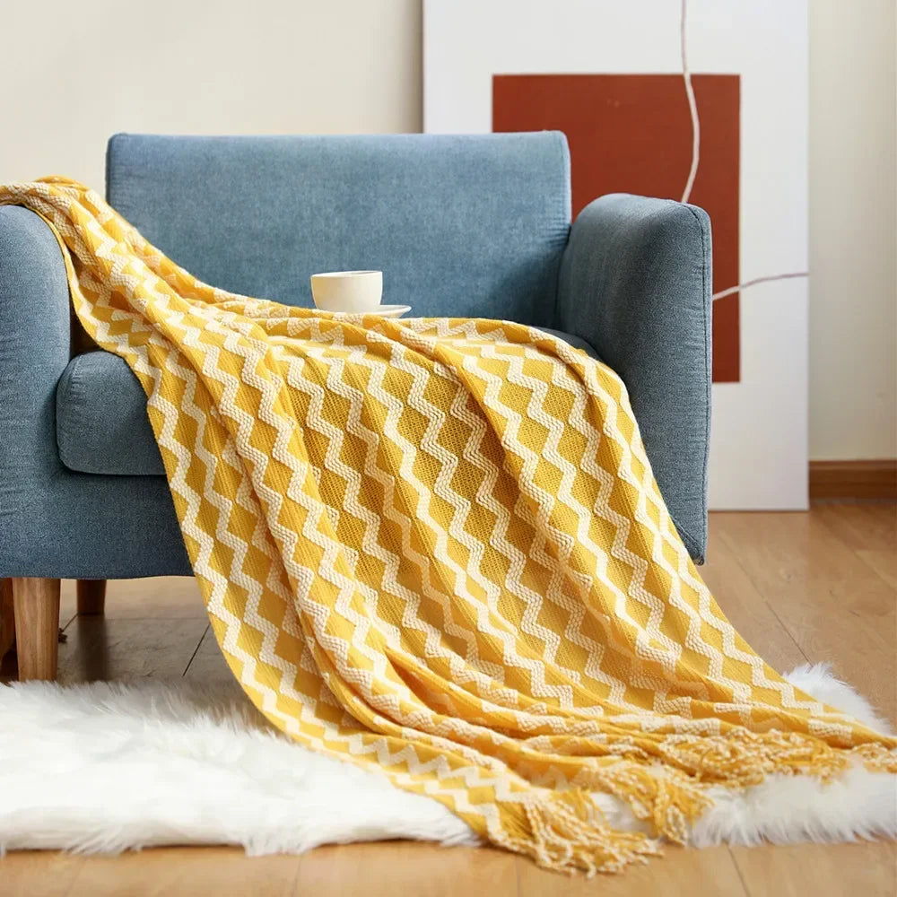 Gebreide Plaid Scandinavisch Design 150x240 cm Acryl Woonplaid Warmte Comfort Decoratief Interieur Woonkamer | Sulvida
