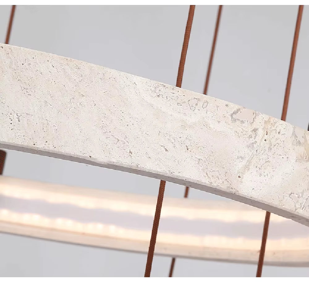 Hanglamp Travertijnsteen Ring Cirkel LED Kroonluchter Woonkamer Eetkamer Natuursteen Modern Design Verlichting | Sulvida