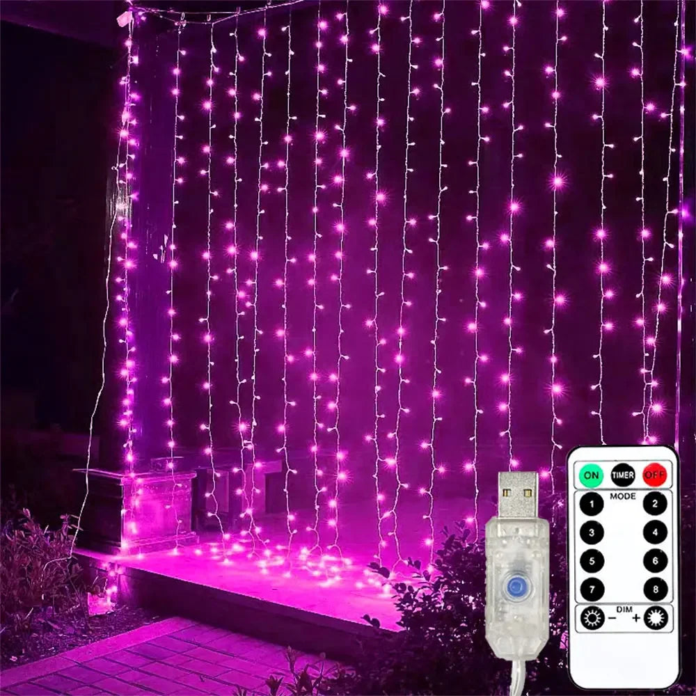 LED Gordijnverlichting USB 8 Modi Warm Wit Multikleur voor Feesten Slaapkamer Decoratie Lichtgordijn | Sulvida