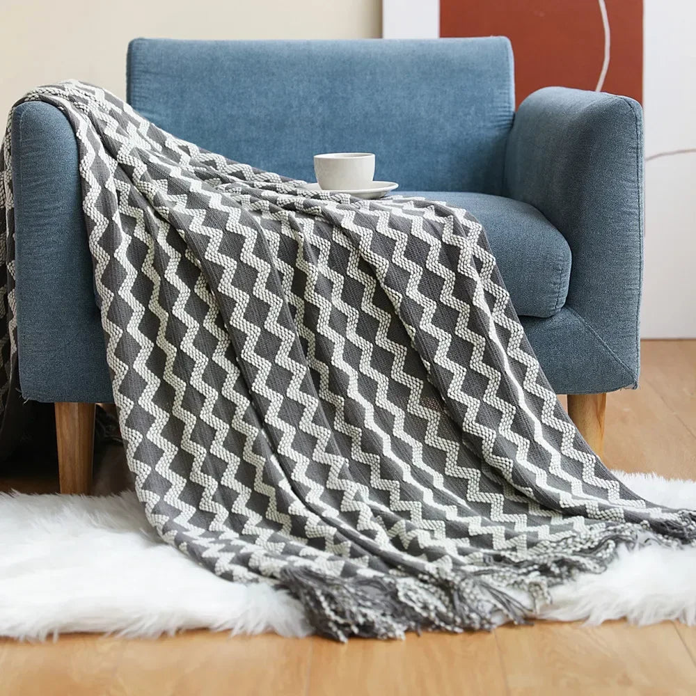 Gebreide Plaid Scandinavisch Design 150x240 cm Acryl Woonplaid Warmte Comfort Decoratief Interieur Woonkamer | Sulvida