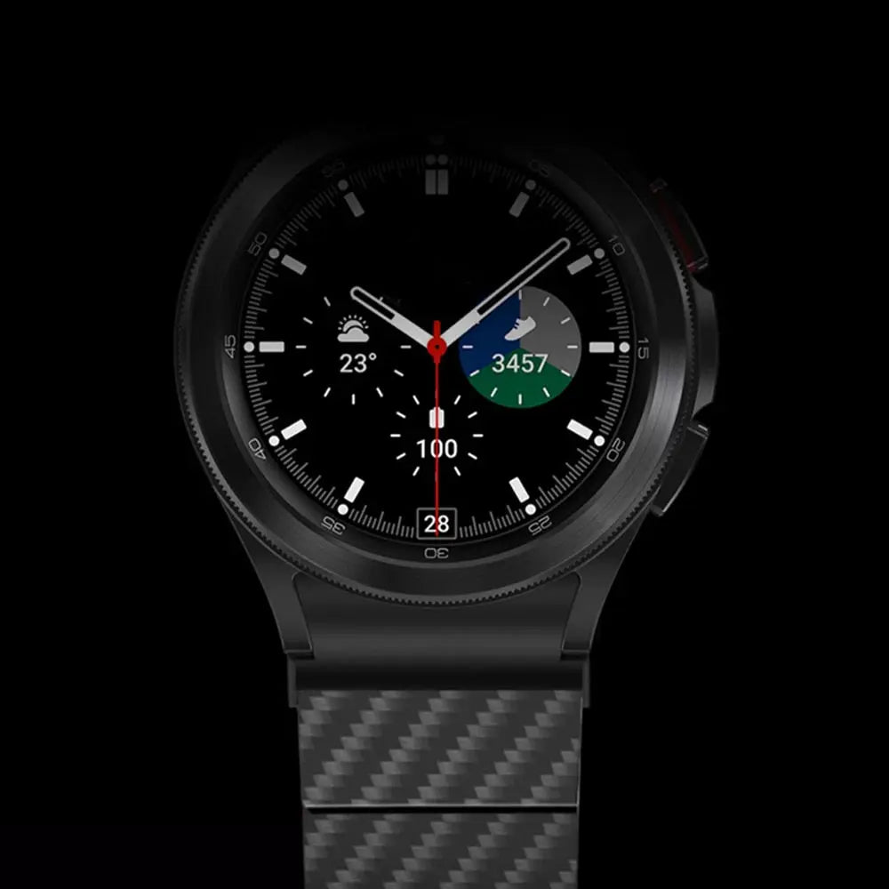 Bracelet de montre en carbone pour Galaxy Watch 4 5 6, noir, argenté, doré – réglable, magnétique, avec fermoir luxueux | Sulvida
