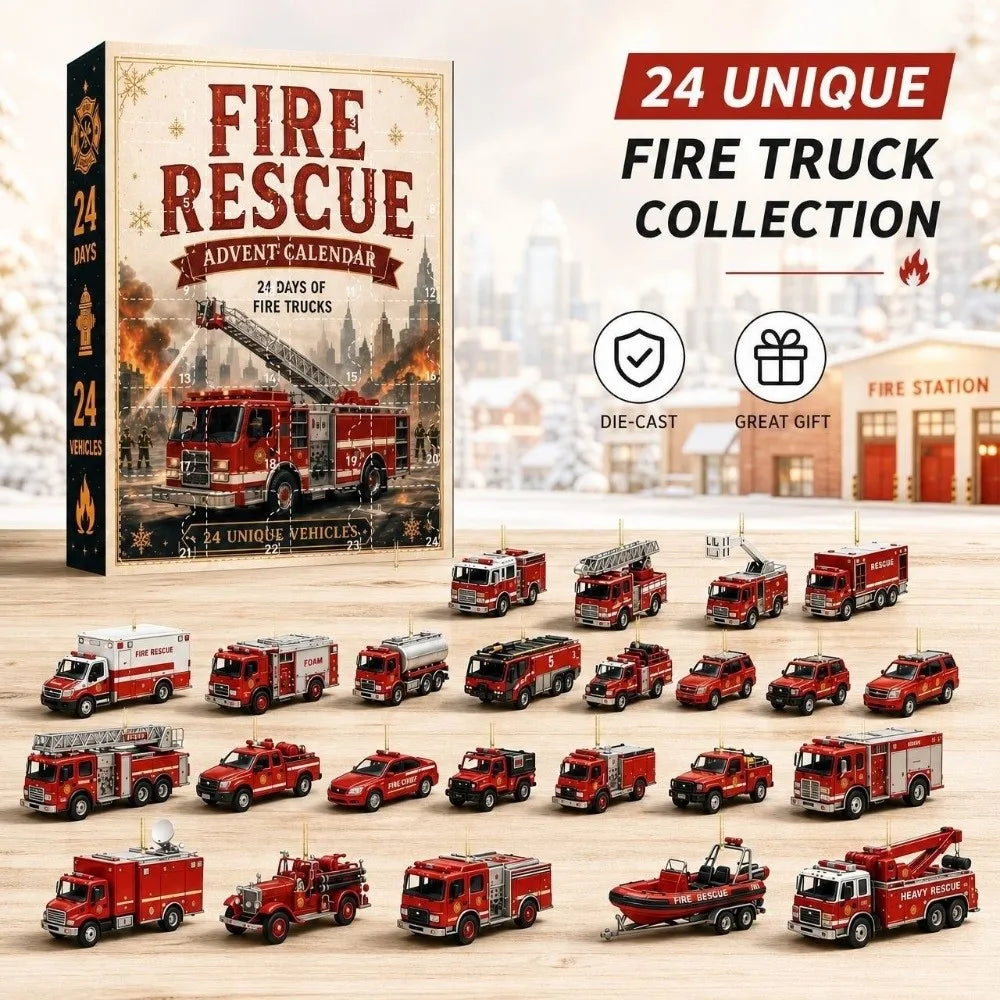 Adventskalender Brandweer Voertuigen 24 Dagen Acryl Hangers Kerstboom Decoratie Countdown Kerst Ornament | Sulvida