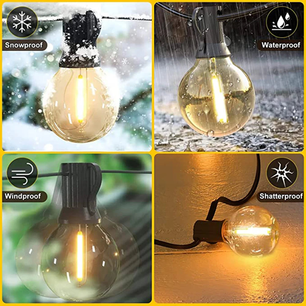 LED Bollampjes Lichtsnoer Outdoor IP44 Warm Wit Feestverlichting Tuin Terras Bruiloft Party Decoratie | Sulvida