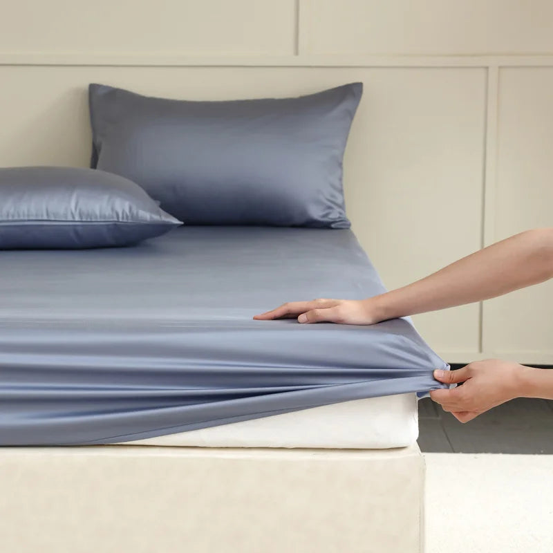 Ensemble de draps-housses en soie 100 % de mûrier - Régulation de la température, hypoallergénique, légèrement brillant, respirant, luxueux | Sulvida