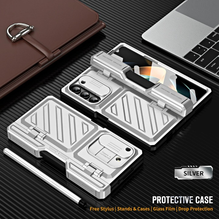 Étui de protection pour téléphone Samsung Galaxy Z Fold 4 et 5 avec support et protecteur d’écran intégral | Sulvida