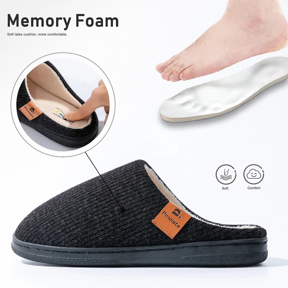 Herenpantoffels Winter Gebreid Memory Foam Antislip TPR Zool Warme Binnenschoen Indoor Sloffen Comfort | Sulvida