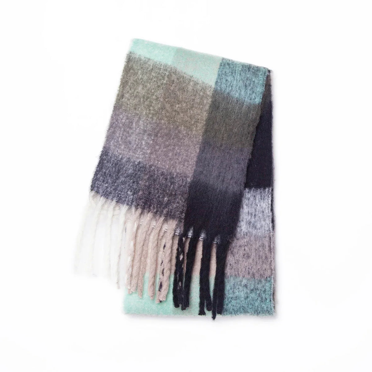 Écharpe en cachemire 38×230 cm, dégradé arc-en-ciel, étole douce, foulard de luxe, accessoire d’hiver pour femme | Sulvida