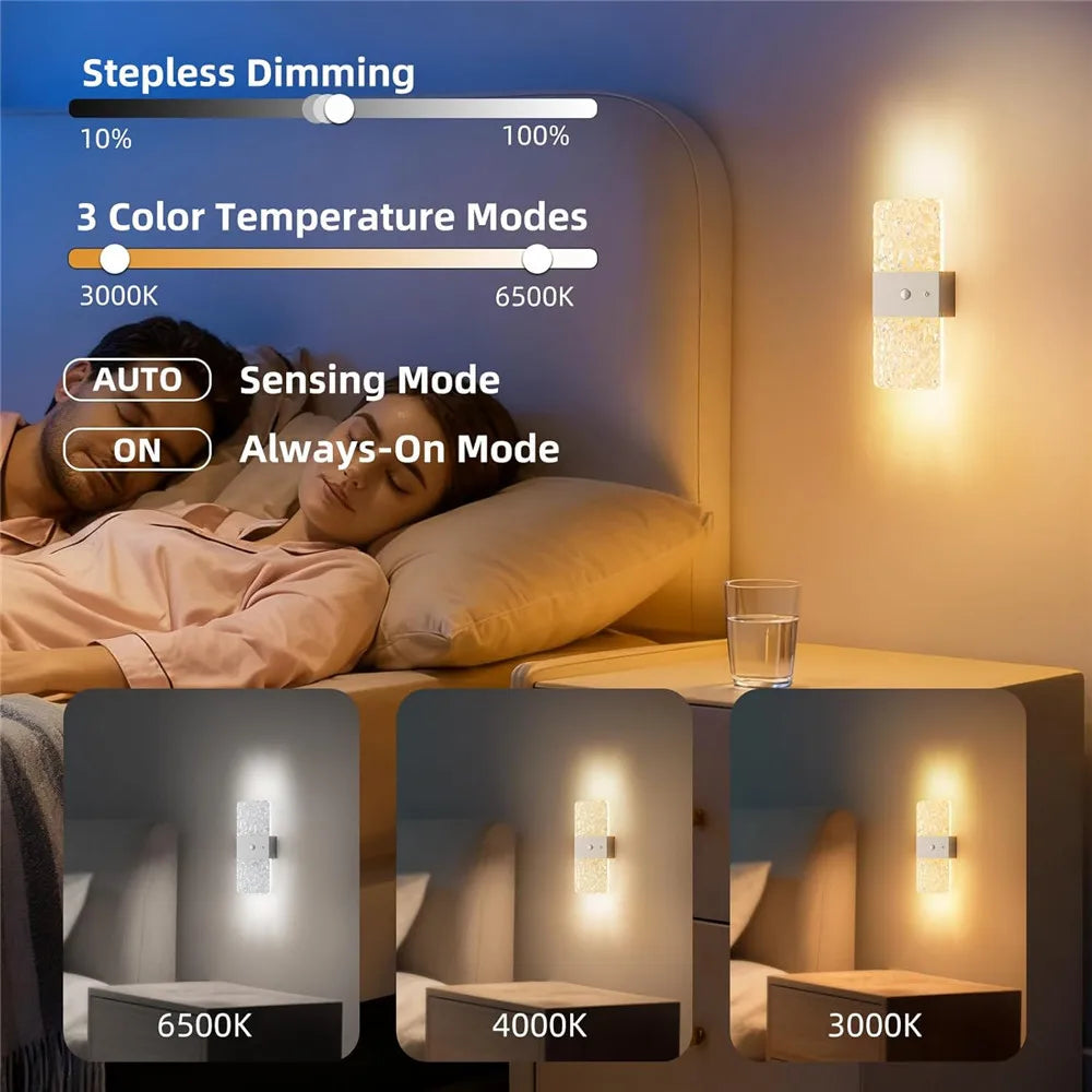Oplaadbare LED wandlamp met bewegingssensor, dimbaar nachtlampje, magnetische montage voor gang en trap | Sulvida