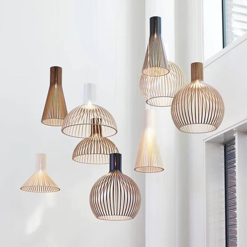 Houten Hanglamp met Opengewerkte Sfeer | Organisch Design voor Warme Sfeerverlichting Woon- & Eetkamer | Sulvida