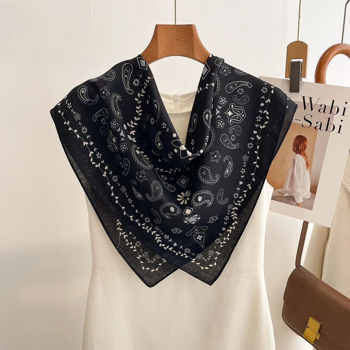 Vierkante Hoofddoek Dames Katoengevoel Print Hals Haar Accessoire Mode Bandana Multifunctioneel 68x68cm | Sulvida