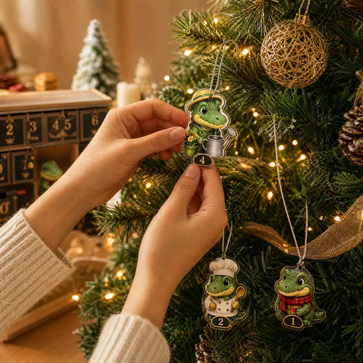 Adventskalender met 24 Figuren Kerstcountdown Bureauversiering Hangende Decoratie Thema Collectie Kerst | Sulvida