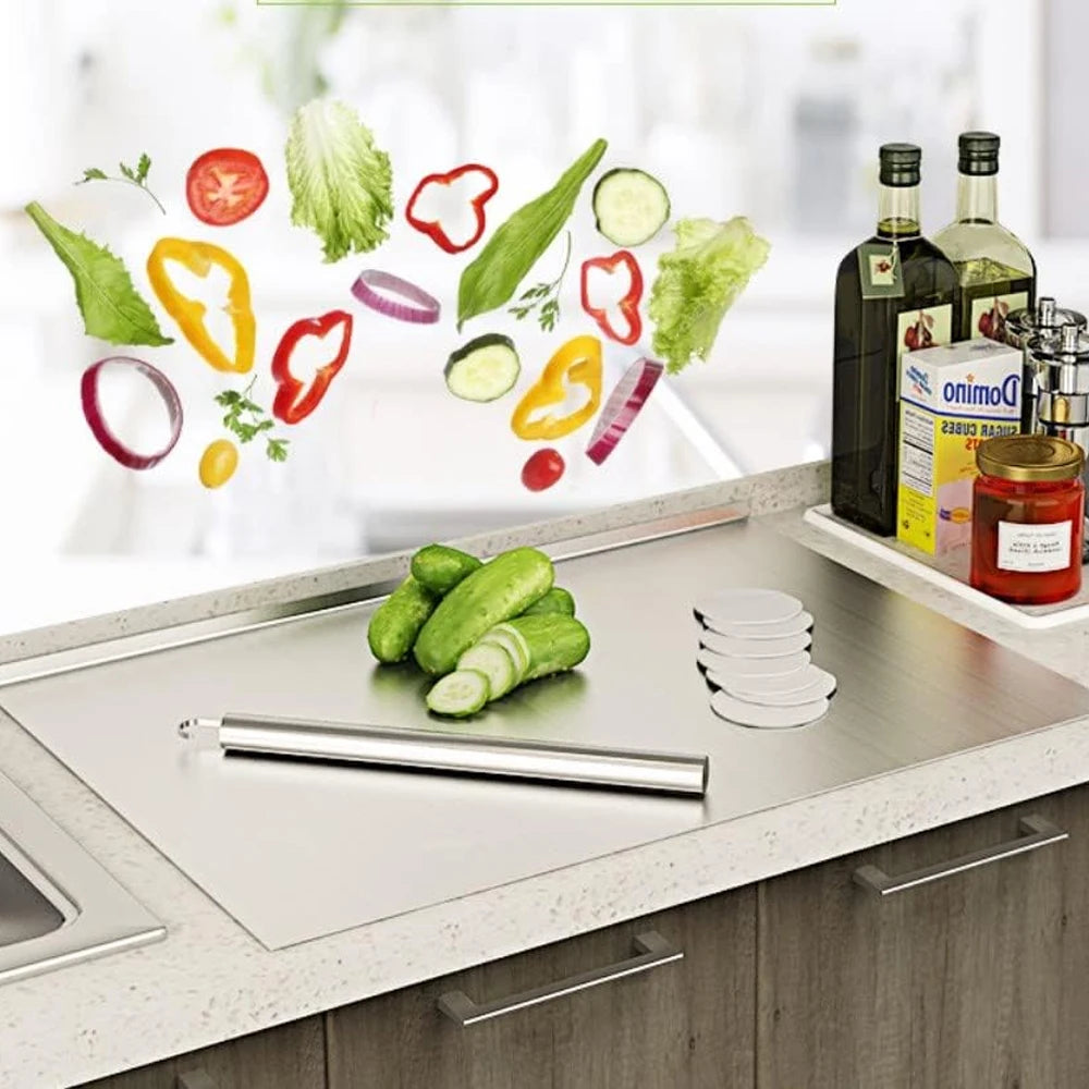 Planche à découper en acier inoxydable antidérapante et hygiénique, pour légumes, viande et pain, découpe quotidienne et cuisine professionnelle | Sulvida