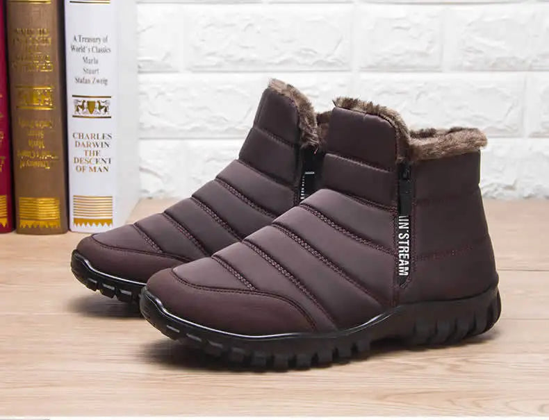 Gevoerde Winterlaarzen Heren met Rits Waterdicht Zwart Bruin Blauw Sneeuw Enkelboots Platform Outdoor | Sulvida