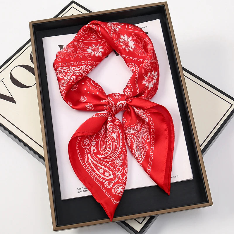 Vierkante Zijden Sjaal Dames Halsdoek Haarband Satijn Hoofdband Multifunctioneel Accessoire 70x70cm Elegante Sjaal | Sulvida