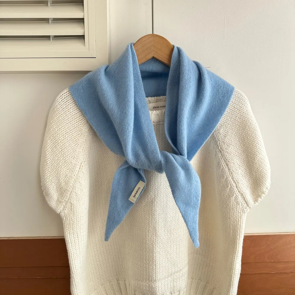 Driehoekige Wintersjaal van Wol voor Dames Gebreide Omslagdoek Effen Hoofddoek Warme Herfst Winter Accessoire | Sulvida