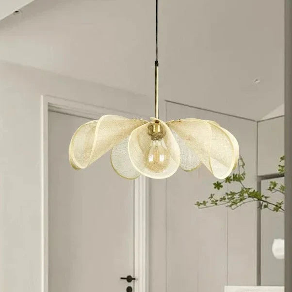 Hanglamp Linnen Kap Messing Frame Warm Licht E27 Eetkamer Woonkamer Slaapkamer Elegant Design Sfeerverlichting | Sulvida