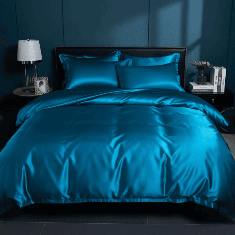 Dekbedovertrek met Zijdeglans Polyester Tweepersoons Kingsize Champagne Roze Blauw Dekbedset Laken Luxe Slaapkamer | Sulvida