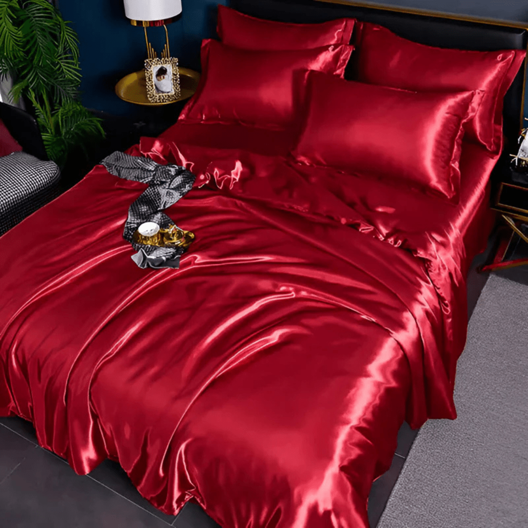 Dekbedovertrek met Zijdeglans Polyester Tweepersoons Kingsize Champagne Roze Blauw Dekbedset Laken Luxe Slaapkamer | Sulvida