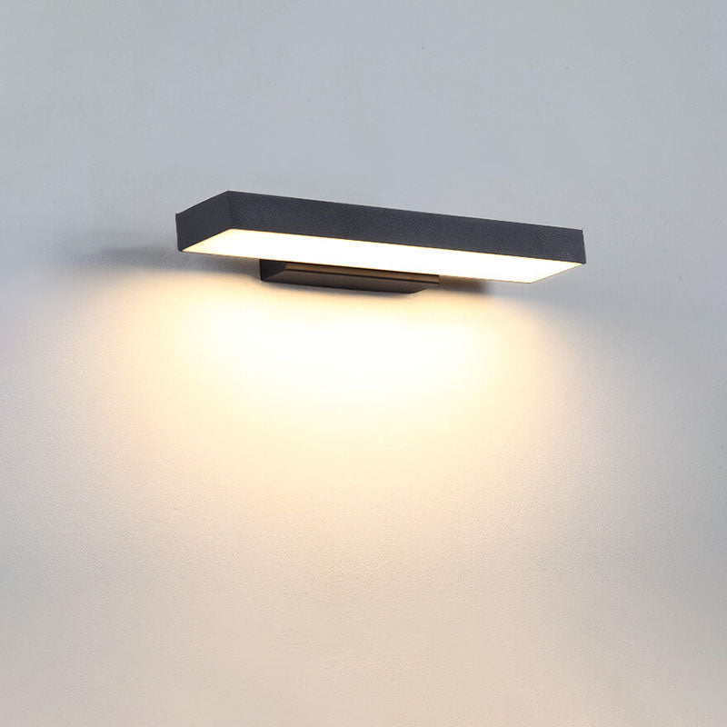 Rechthoekige LED Wandlamp Zwart RVS Waterdicht Bewegingsmelder Buitenverlichting Modern Design Tuin Gevel | Sulvida