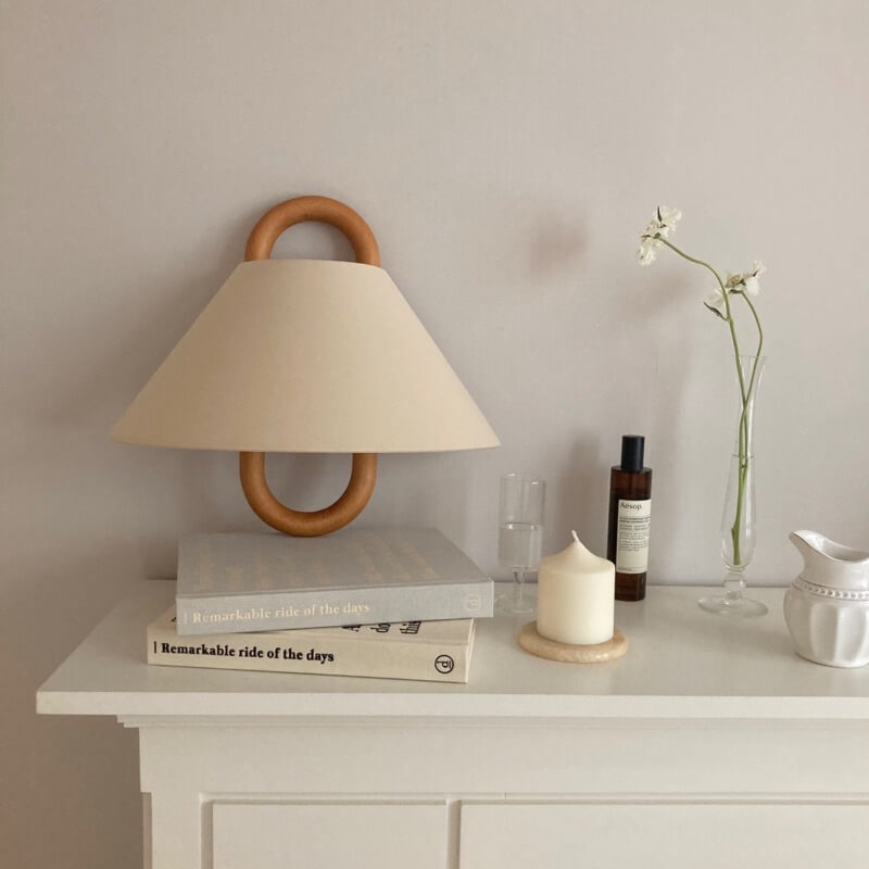Wandlamp Massief Hout Halfronde Stoffen Kap Woonkamer Slaapkamer Sfeerverlichting Modern Design Warm Licht | Sulvida