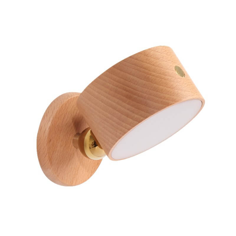 Houten wandlamp USB oplaadbaar magnetisch touchbediening dimbaar LED nachtlampje modern sfeervol design | Sulvida