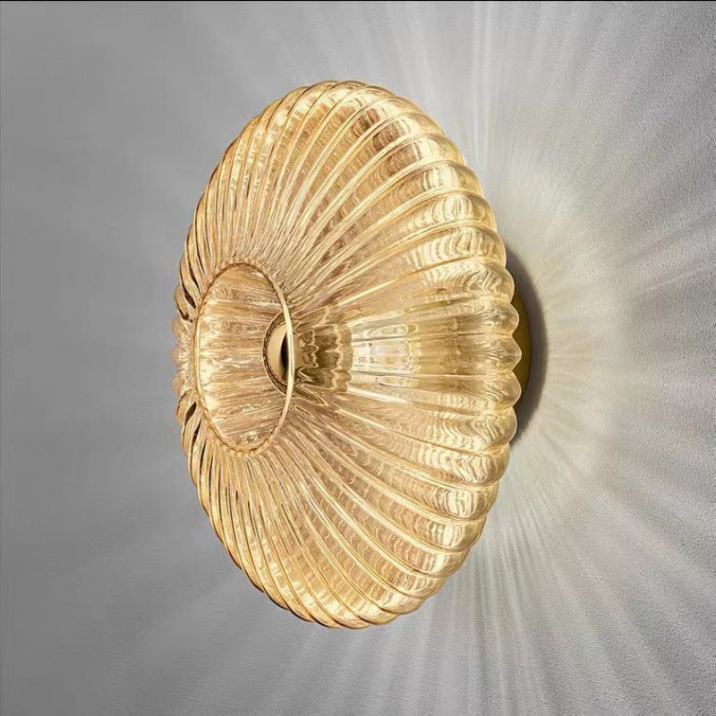 Glazen wandlamp met gestreept glas 24 cm ijzeren behuizing voor woonkamer slaapkamer hal gang Nordic design | Sulvida