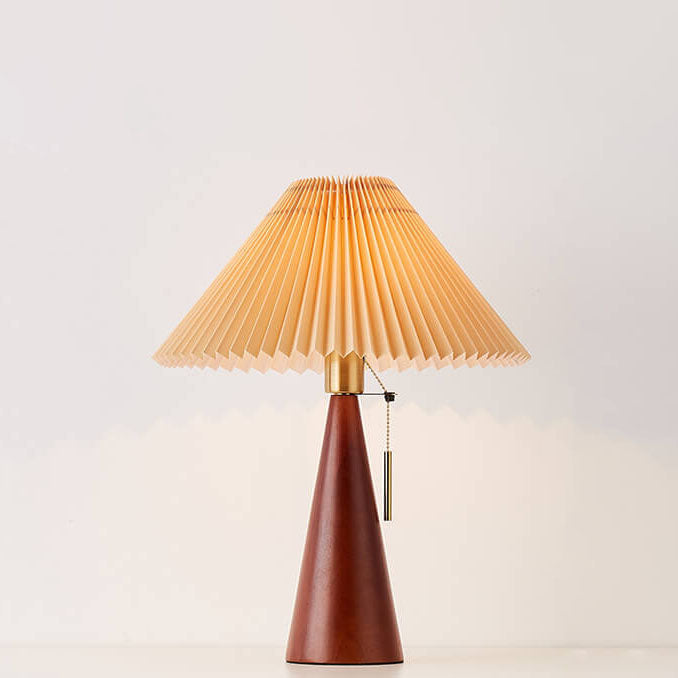 Japanse Tafellamp Hout met Plissékap Vintage LED E26 35×48cm Sfeerlicht Woonkamer Slaapkamer Nachtkastje | Sulvida