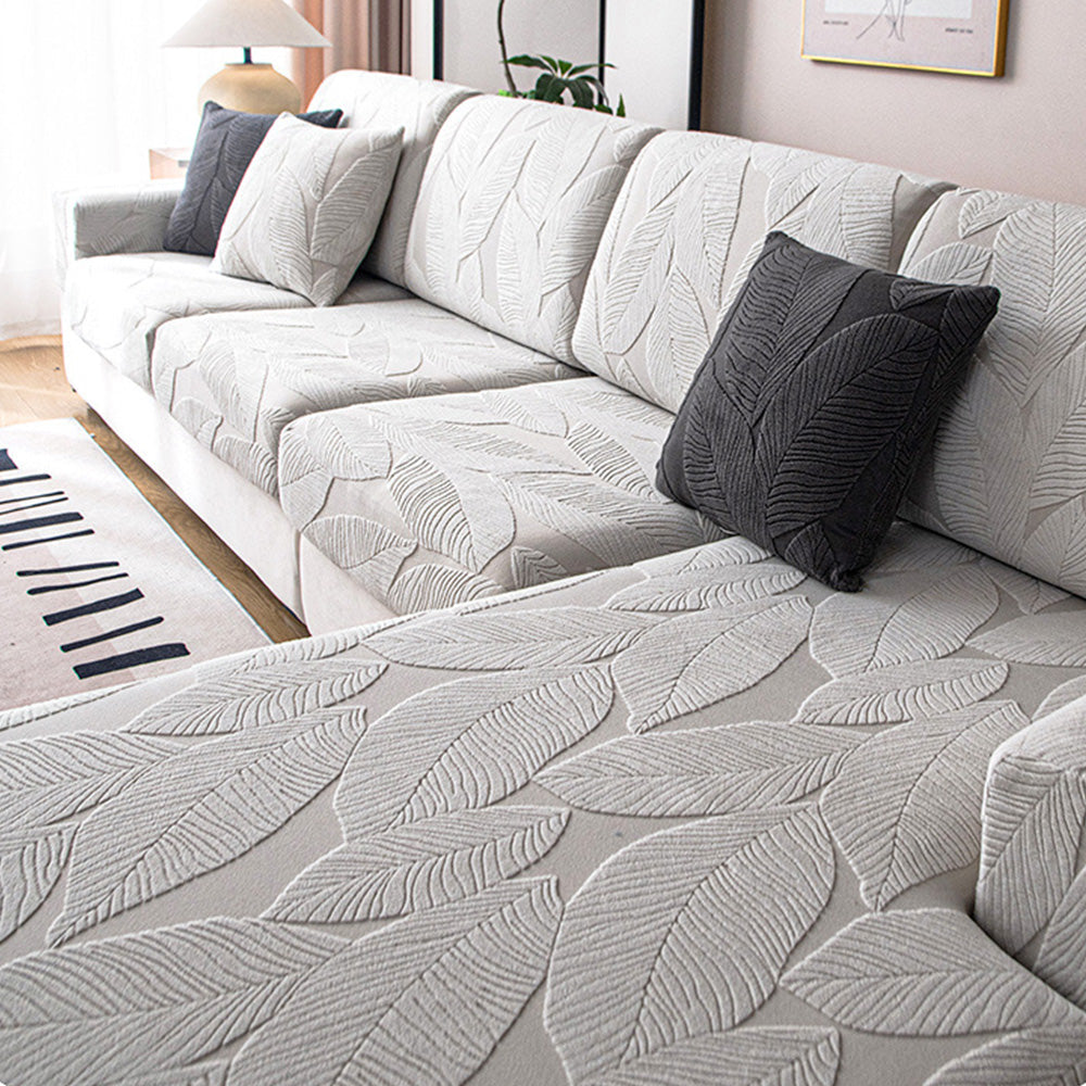 Jacquard Bankhoes met Bladmotief – Waterafstotend & Krasbestendig – Elastisch Fluweel – Meubelbeschermer | Sulvida