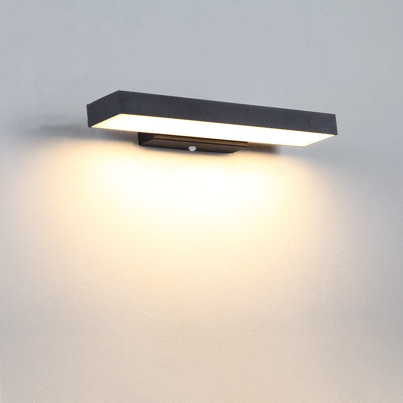 Rechthoekige LED Wandlamp Zwart RVS Waterdicht Bewegingsmelder Buitenverlichting Modern Design Tuin Gevel | Sulvida