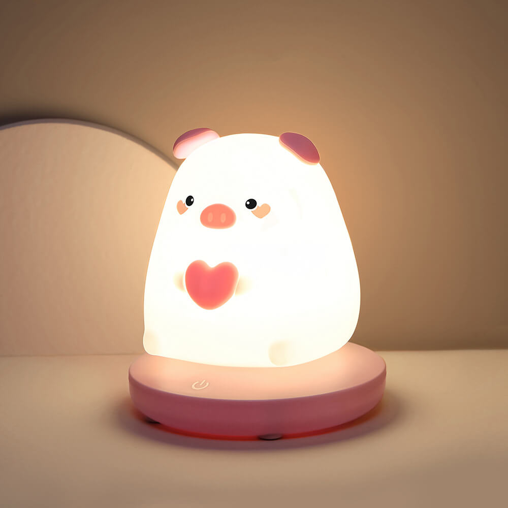 LED Nachtlampje Dierenfiguur Siliconen | Tijger Konijn Panda Varken Touch Bediening Soft Glow Kinderkamer Cadeau | Sulvida