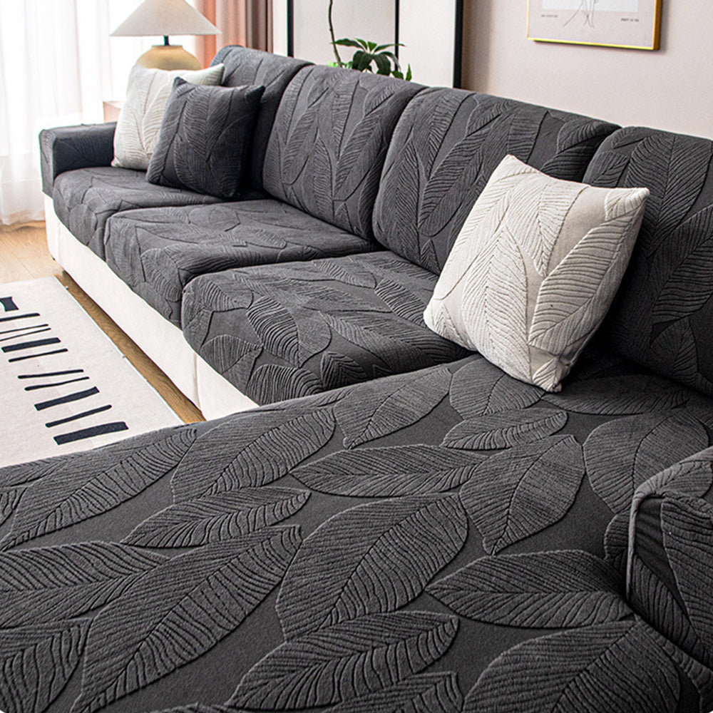 Jacquard Bankhoes met Bladmotief – Waterafstotend & Krasbestendig – Elastisch Fluweel – Meubelbeschermer | Sulvida