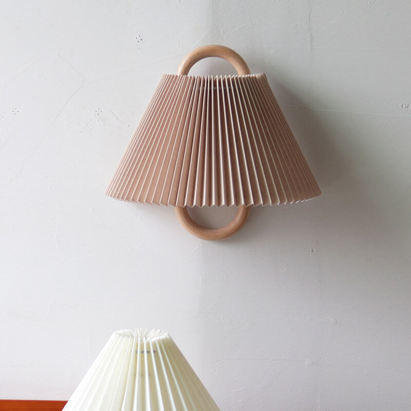 Wandlamp Massief Hout Halfronde Stoffen Kap Woonkamer Slaapkamer Sfeerverlichting Modern Design Warm Licht | Sulvida