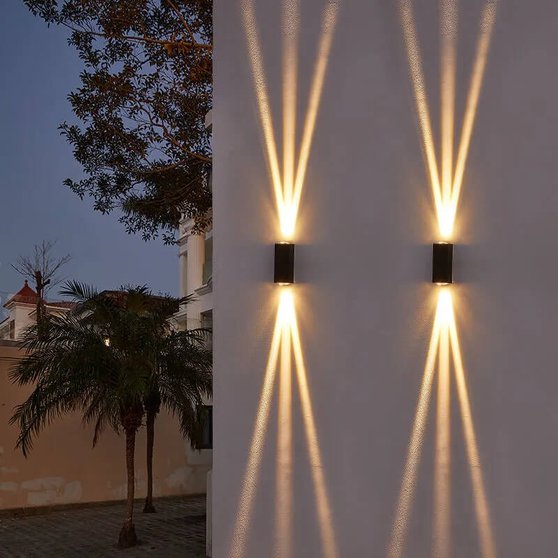 LED Buitenwandlamp Aluminium Rechthoekig Zwart Updown Modern voor Terras Gevel Tuinverlichting Waterdicht | Sulvida