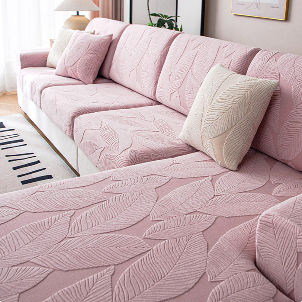 Jacquard Bankhoes met Bladmotief – Waterafstotend & Krasbestendig – Elastisch Fluweel – Meubelbeschermer | Sulvida