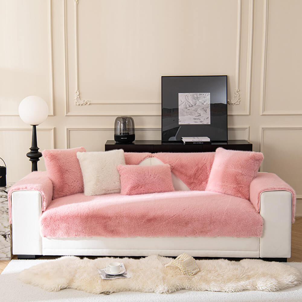 Bankbeschermer Hoogpolig Kunstbont Antislip Crème Beige Groen Grijs Zwart Roze Warm Zacht Meubelbescherming | Sulvida