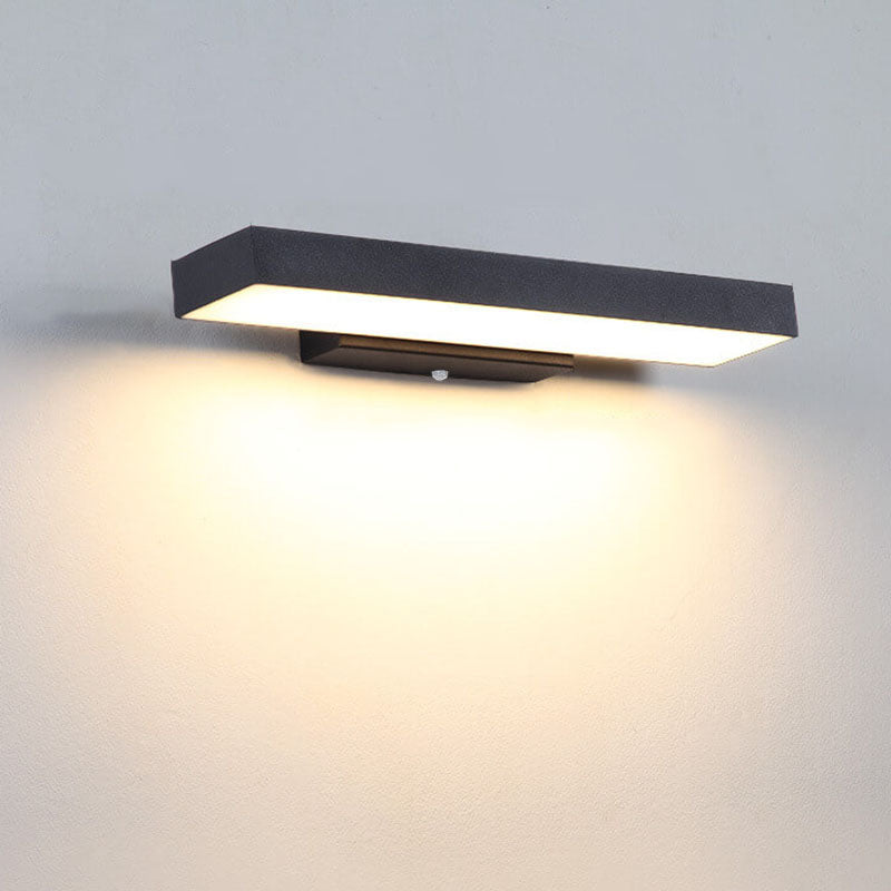 Rechthoekige LED Wandlamp Zwart RVS Waterdicht Bewegingsmelder Buitenverlichting Modern Design Tuin Gevel | Sulvida