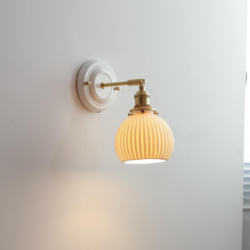 Wandlamp Keramiek met Messing Vintage Rond Armatuur Exclusief Lamp Woonkamer Gang Slaapkamer Chique Stijl | Sulvida