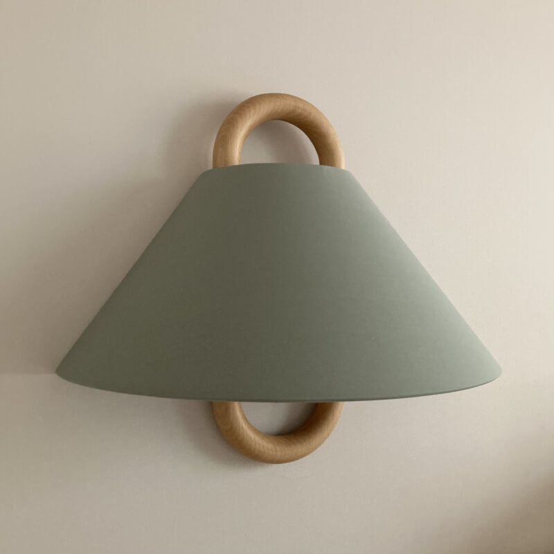 Wandlamp Massief Hout Halfronde Stoffen Kap Woonkamer Slaapkamer Sfeerverlichting Modern Design Warm Licht | Sulvida