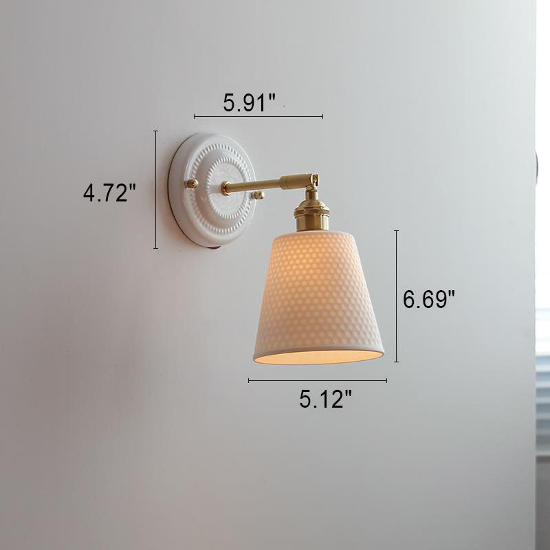 Keramiek Wandlamp met Messing Accent Minimalistisch Design Sfeerlicht E26 voor Slaapkamer Woonkamer Hal | Sulvida