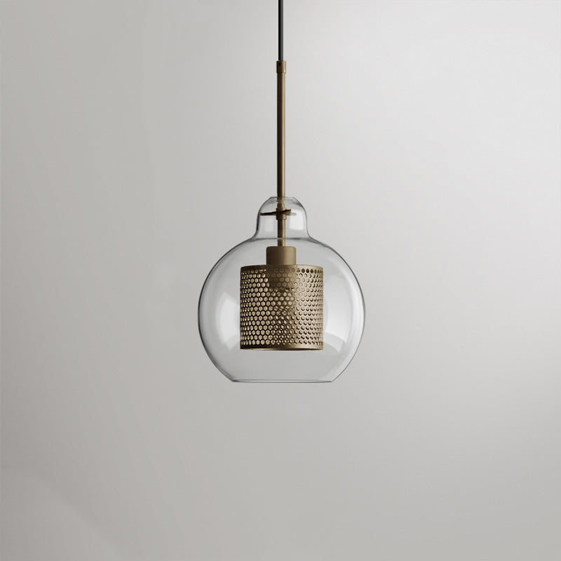 Glazen Hanglamp Bol Goud Cilinder Design Verlichting Woonkamer Eetkamer Slaapkamer Moderne Plafondlamp | Sulvida